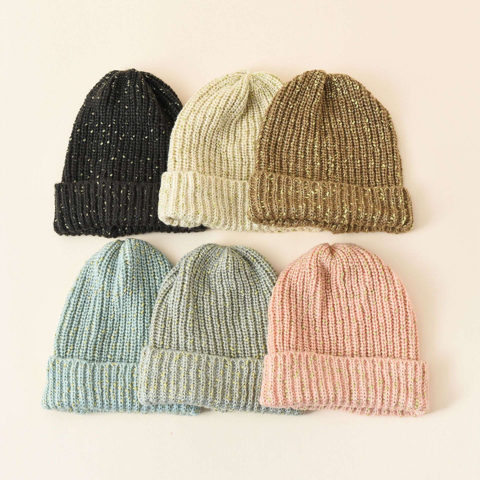 Sombrero de lana de las mujeres de estilo coreano Otoño e Invierno gran sombrero de moda de color mezclado de punto sombrero frío estilo japonés estilo occidental pelo sombrero caliente
