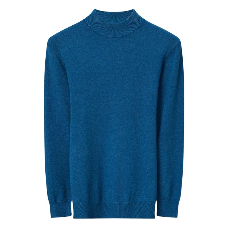 Свитер Puyuan Осенний и зимний длинный рукав с наполовину высоким воротником Свитер для молодых и средних лет теплый дикий сплошной трикотаж