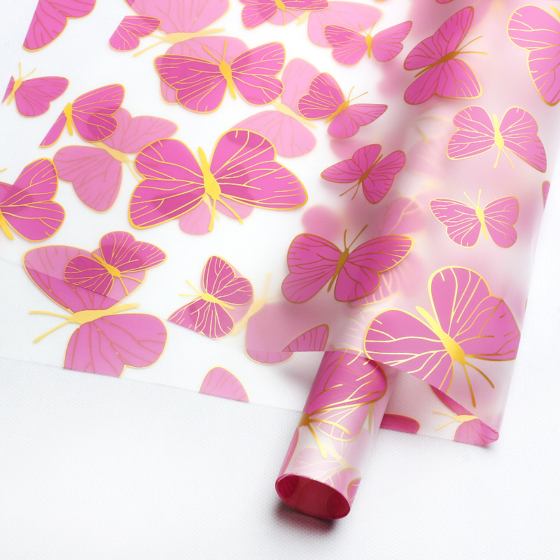 Flor de oro mariposa flor de papel de embalaje ramo diy regalo floral paquete floral flor flor floral floral floral florista papel de vidrio