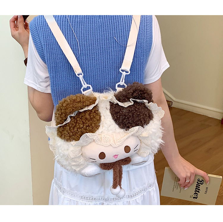 2026 Frühjahrskollektion modischer minimalistischer Trend-Freizeitrucksack mit cartoon-Plüsch süßem Rucksack für Damen