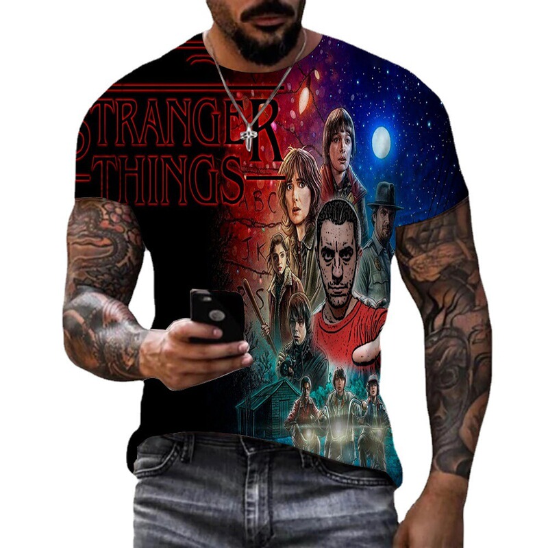 Cross-border Explosions Movie Strange Story 3D Digital Printing Men's Short-sleeved T-shirt Youth Fashion Brand Top