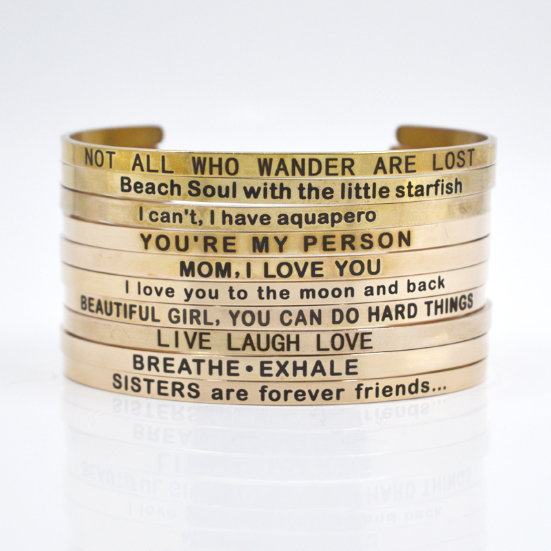 Cuff Bracelets Jewelry Accessory Type Casual Simple Style Letter Stainless Steel Cuff Bracelets In Bulk