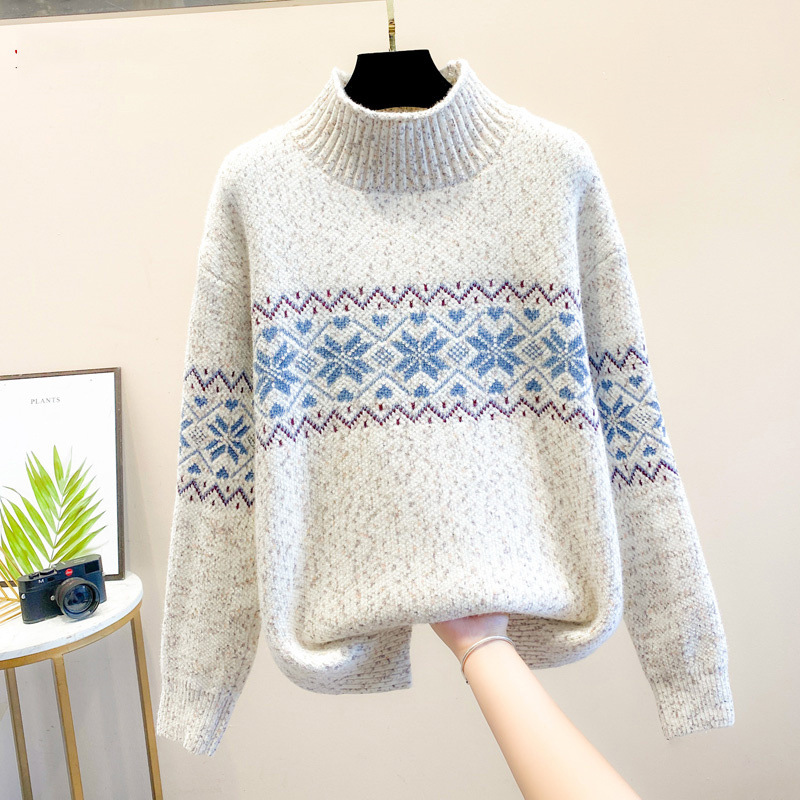 Women's turtleneck sweater, 2024 new style, trending loose fit, thick base layer for autumn and winter.