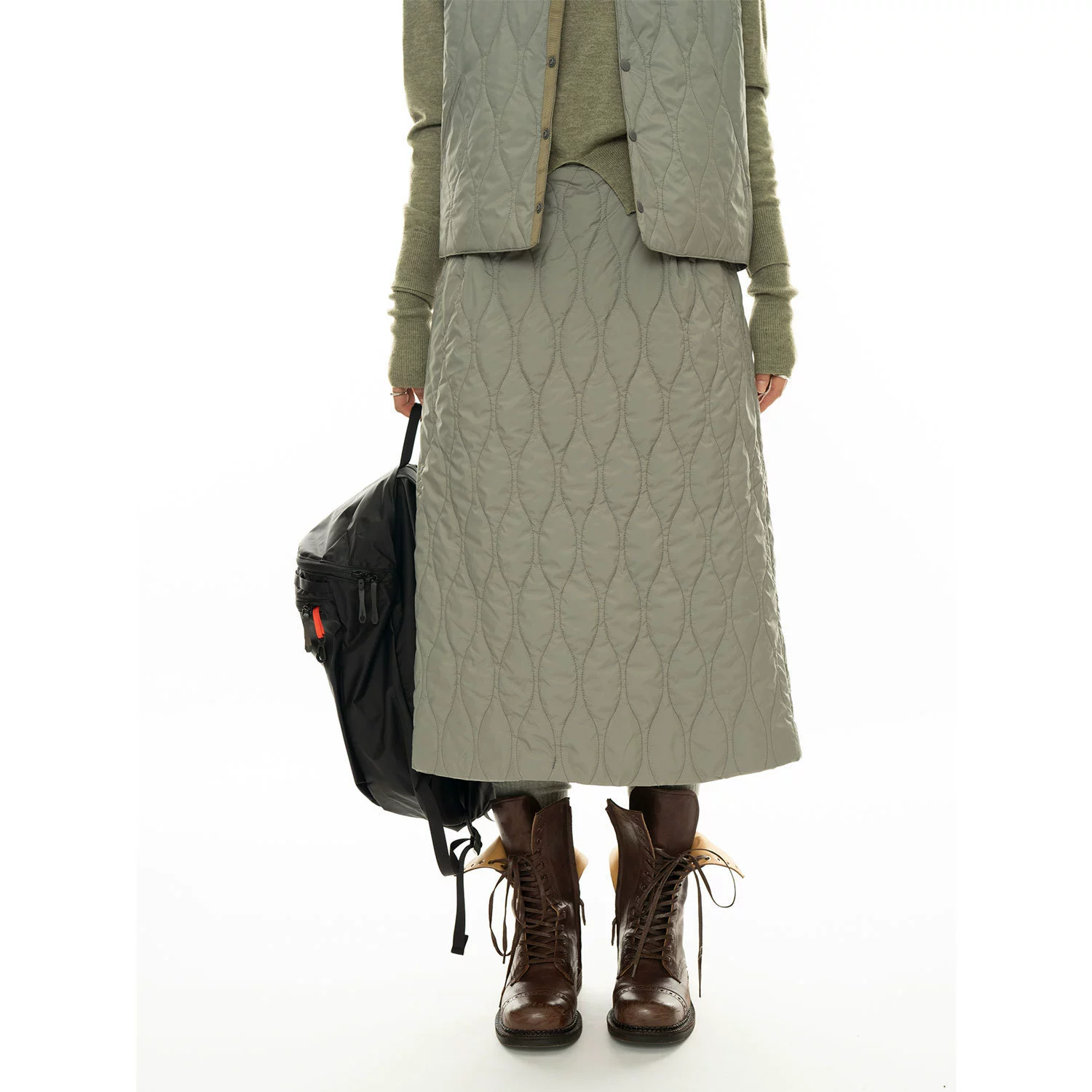 Осенне-зимняя новая стеганая юбка трапециевидной формы в японском стиле в стиле ретро, ​​удобная и теплая свободная длинная юбка для женщин