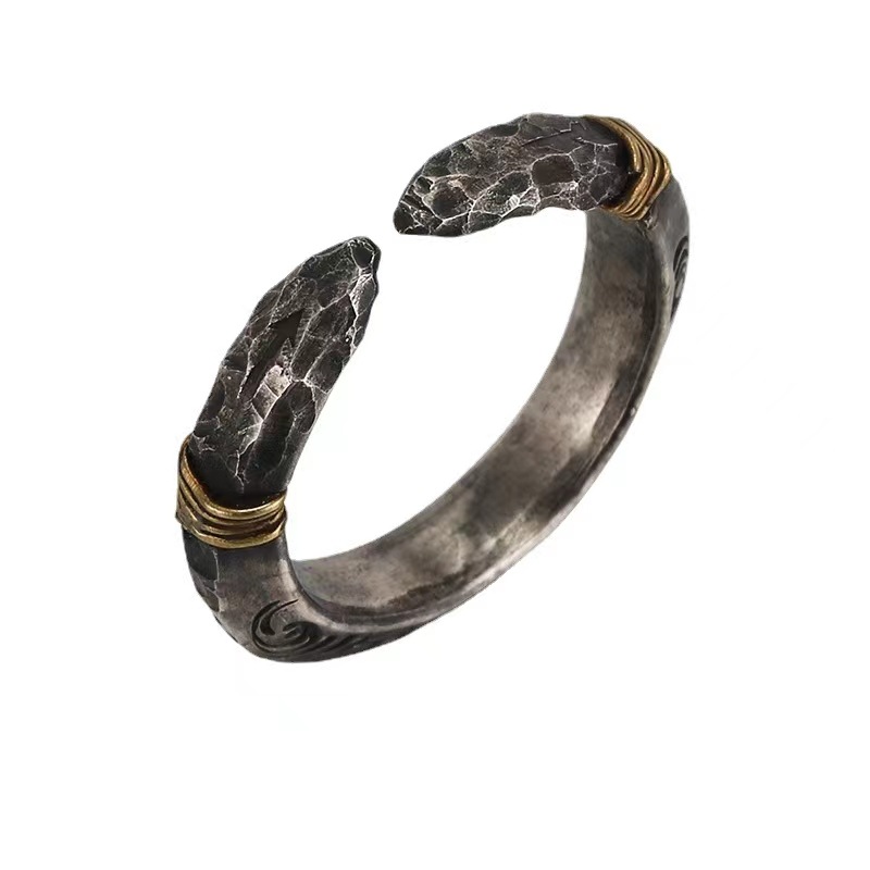 Geometric Pattern Retro Geometric Alloy Plating Men's Open Ring