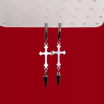 Cross-Border Fashion Dark Gothic Earrings Street Dance Simple and Unique Stainless Steel Cross Earrings Jewelry Cross-Border Ear Accessories