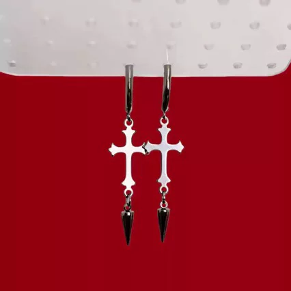 Cross-Border Fashion Dark Gothic Earrings Street Dance Simple and Unique Stainless Steel Cross Earrings Jewelry Cross-Border Ear Accessories