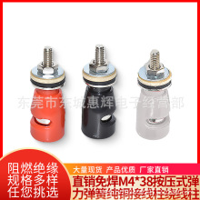直销免焊M4*38按压式弹力弹簧纯铜接线柱绕线柱自锁4mm接线端子
