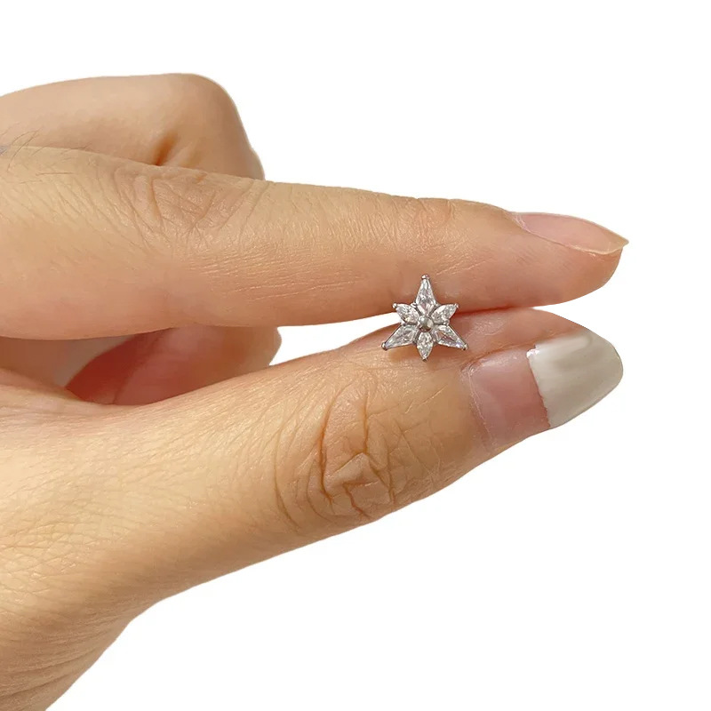 Náušnice květ zirkon vločka piercing šperky_voghion.com