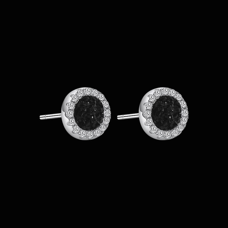 Copper Material Round Pattern Winter Season 1 Pair Modern Style Round Copper Gem September Birthstone Sapphire Men's Earrings Ear Studs