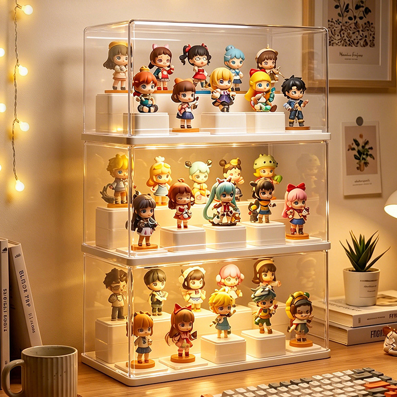 Blind Box Storage Display Rack, Transparent Dust-Proof Pop Mart Storage Display Box, Tiered Storage Box, Stackable