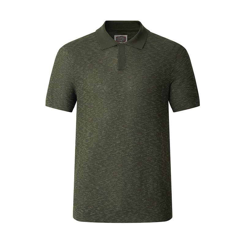 Prendas de punto texturizadas, seda de hielo, manga corta, camisa POLO de negocios delgada para hombres, camiseta con cuello de gaviota, comercio exterior, venta al por mayor transfronteriza