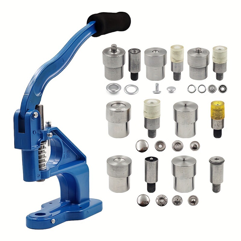 Hand Press Machine for Metal Mold Double Cap Rivets, Snap Fasteners, Eyelets, Button Installation Tools, Leather