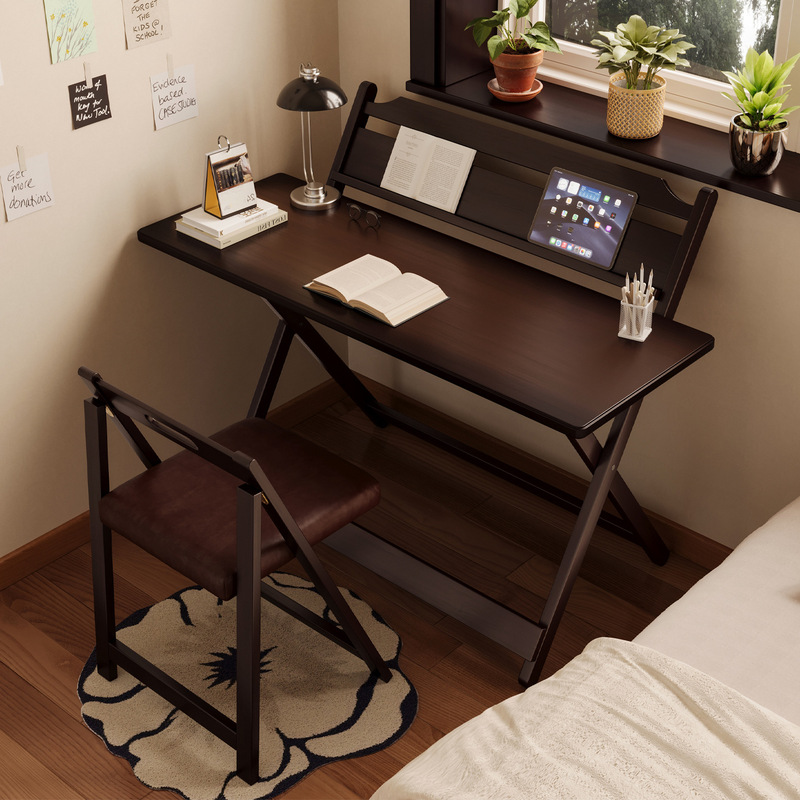 Folding Desk for Children's Bedroom, Installation-Free, Multi-Functional Home Office and Study Desk, Multi-Purpose Portable Table and Chair for Study Room