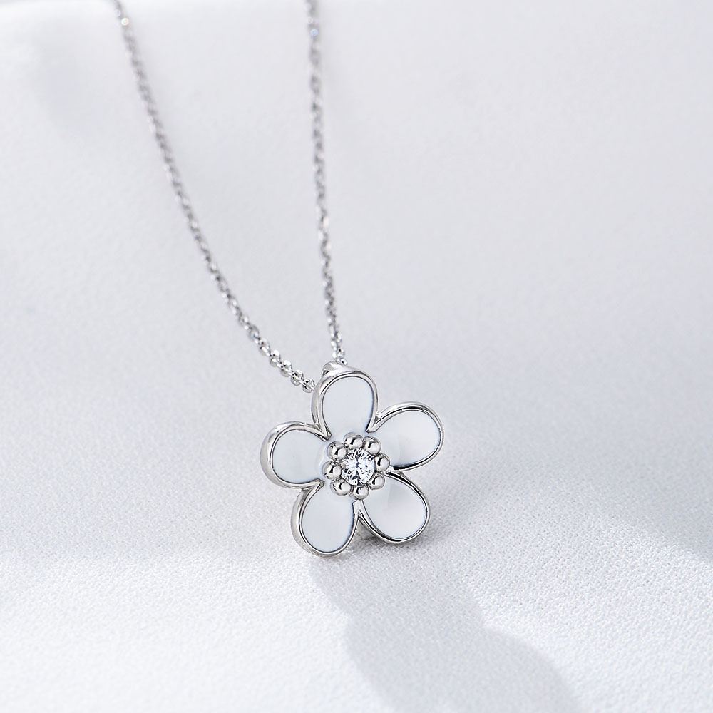 S925 plata de ley gota de diamante aceite pequeña flor colgante collar de las mujeres del todo-fósforo transfronteriza Venta caliente de Europa y América ins estilo clavícula cadena