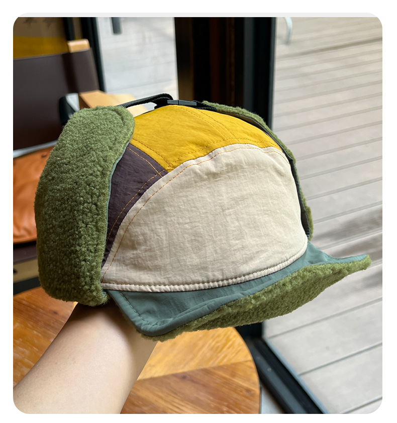 Koreanische Mode Farbe Passenden Lint Bomber Hüte für Männer und Frauen Winter Outdoor Reiten Warme Ohrenklappen Vielseitige Ski Pilot Caps – Detail 7