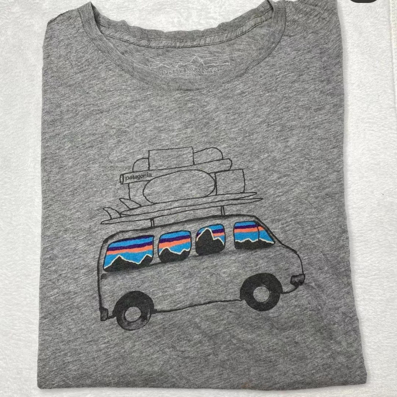 In Stock Versatile Loose Patagonia Outdoor Large Print Cotton Loose Plus Size Couple Short Sleeves