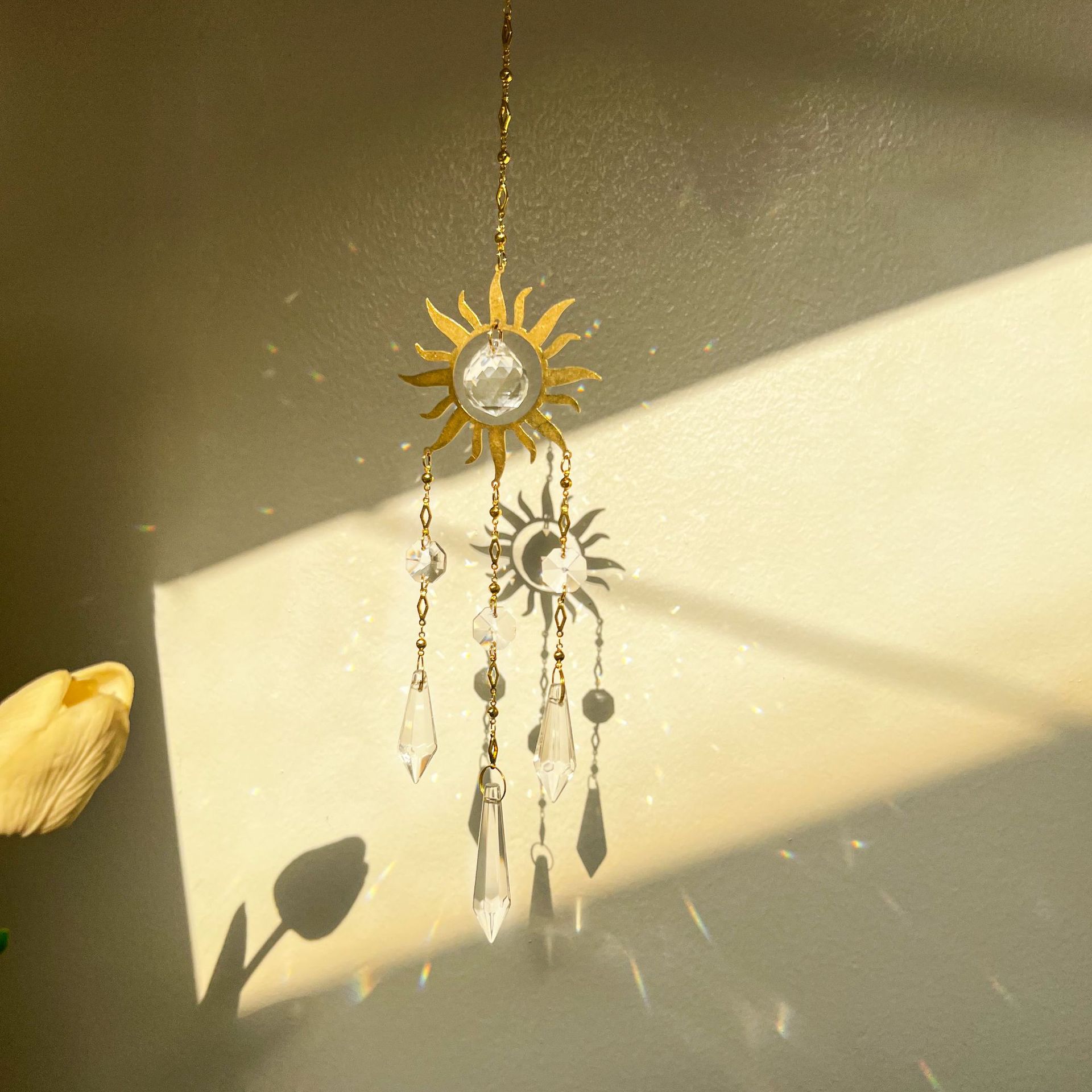 Metal Pendant Handmade Wind Chime Hanging Car Decoration Crystal Sun Catcher_voghion.com