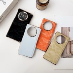 适用华为MateX6折叠屏中轴手机壳MATEX5双色水彩皮纹电镀保护套