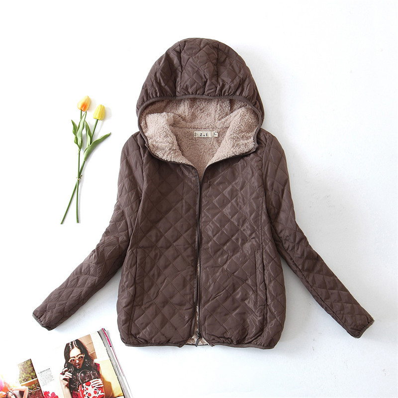Lamb wool cotton jacket Women's winter new Korean version plush and thick cotton jacket 2023 Lamb wool hooded cotton_voghion.com