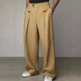 （现货）欧美男式直筒抗皱免熨烫商务休闲裤高级垂感西裤长裤