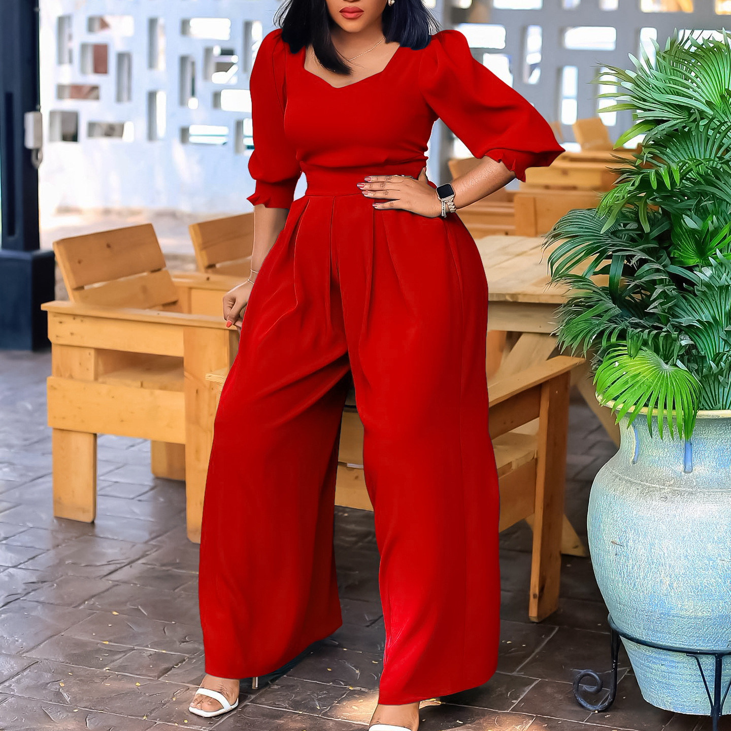 Damen Jumpsuit Langarm Lässig Weites Bein Für Den Winter_voghion.com