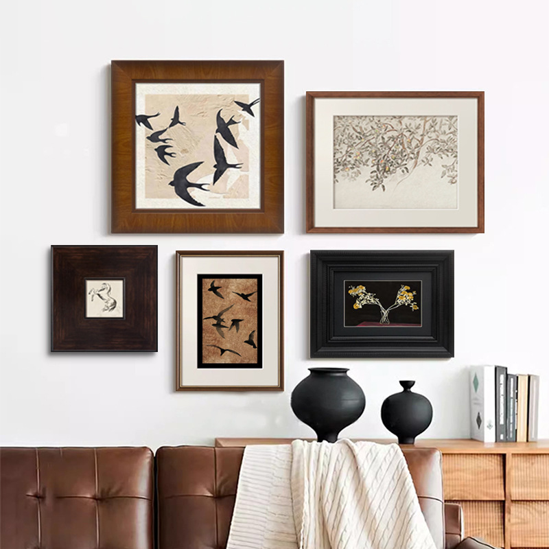 Abstract Rhythm French Middle Ancient Restaurant Decorative Painting High Sense Niche Retro Living Room Hanging Painting Art Combination Painting