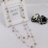 Long necklace from pearl, demi-season fashionable accessory, universal sweater, decorations, Chanel style