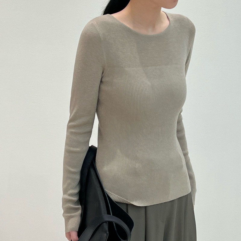 2026 New Spring Pullover Elegant Commuter Style Slim Fit Wool Blend Round Neck Pleated Knit Sweater for Women