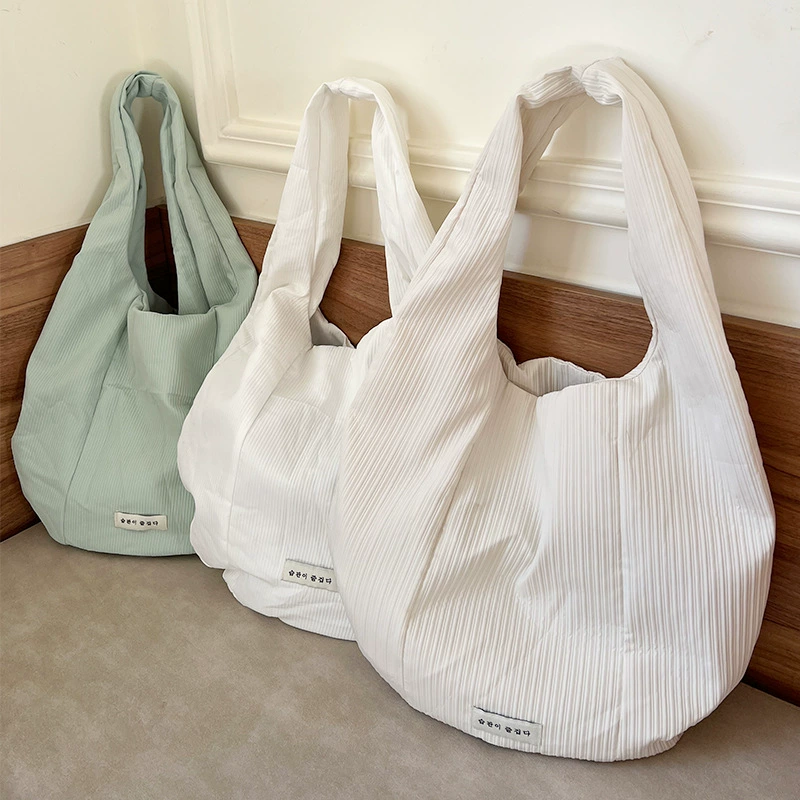 Весенняя рисовая белая вертикальная полосатая легкая повседневная сумка на плечо