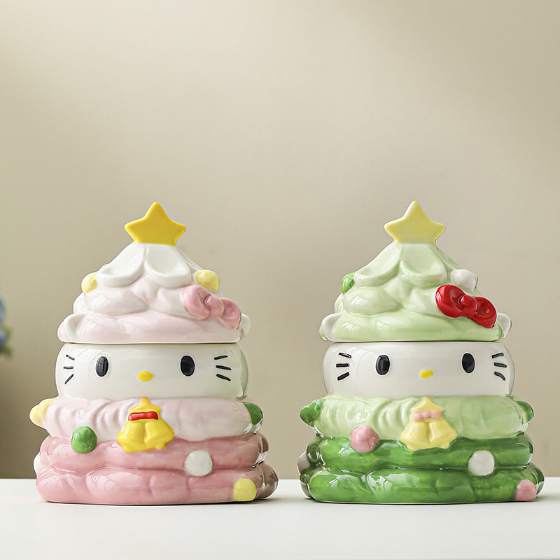 Estilo caliente serie hellokitty vajilla linda cerámica bajo vidriado accesorios para el hogar adornos regalo de cumpleaños para niñas