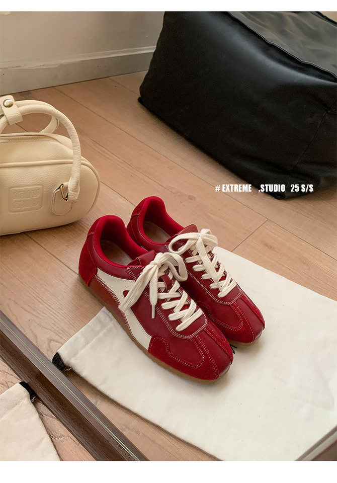 Giày sneaker nữ da cừu phối màu, đế cao su, tăng chiều cao bên trong 5 cm, kiểu retro — Màu nâu (cao hơn 5cm bên trong) có sẵn, Màu nâu (cao hơn 5cm bên trong) đã sẵn sàng để bán, Màu đen (cao hơn 5cm bên trong) có sẵn hàng, Màu đỏ (tăng thêm 5cm bên trong) hàng sẵn có chi tiết 29