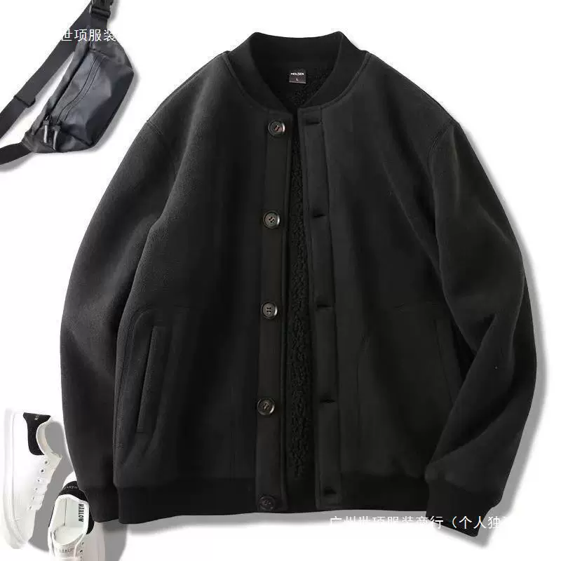 Американский ретро-бархатный толстый флисер осенний и зимний мужской бейсбольный воротник модный кардиган повседневная куртка-куртка прилив