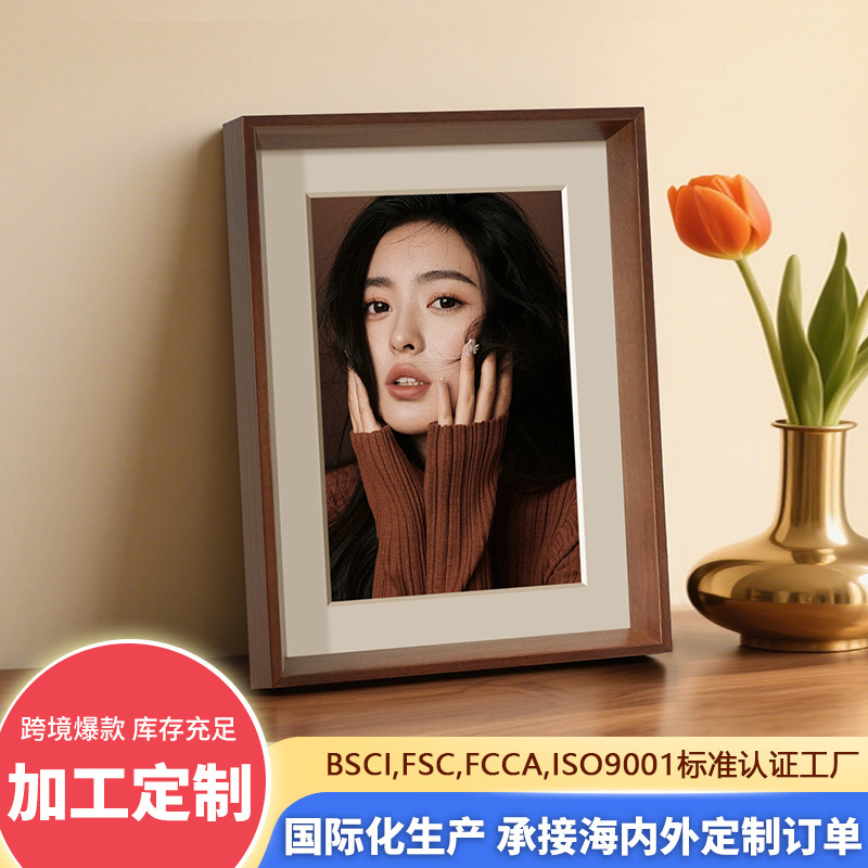 Photo Frame Display Stand with a High-End Feel, Empty Frame 6inch 7inch 8inch Poster Frame Display Frame Large Size Wooden Photo Frame for Wall Hanging