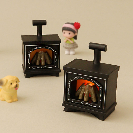 Dollhouse Doll House Mini Luminous Fireplace Miniature Christmas DIY Scene Decorations Simulation Furniture Model