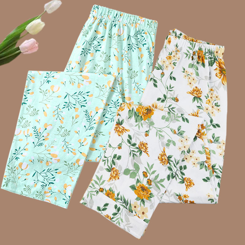Wholesale a generation of women's cotton pajamas loose home pants spring and summer thin high waist plus size casual long pants