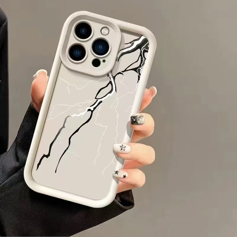 Creativo relámpago en blanco y negro para iphone16pro funda para teléfono móvil Apple 15/14/13promax nuevo 12x11