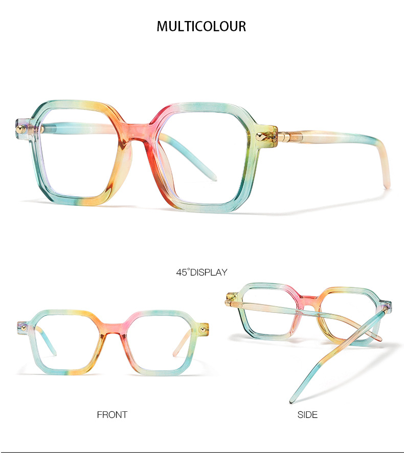 80g Weight Full Frame Glasses Structure Sunglasses Classification Ac Lens Material Square Glasses Style Daily Occasion Color Block Pattern Women'S Gender Patchwork Design Fashion Style Black Color Fashion Color Block Ac Square Patchwork Full Frame Optical Glasses 15