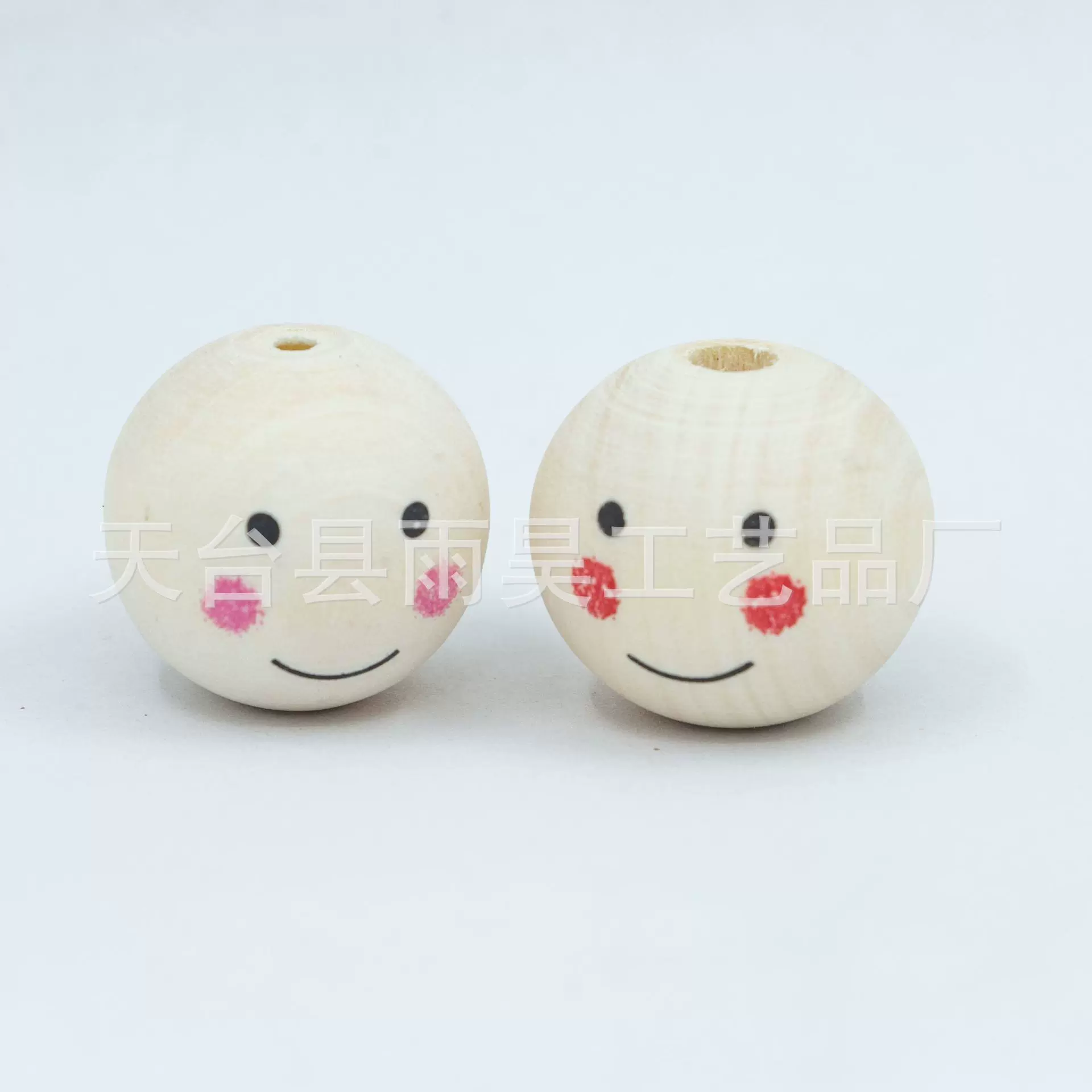 原木色荷木笑脸圆木珠女娃娃头圆珠diy儿童饰品串珠配件散珠
