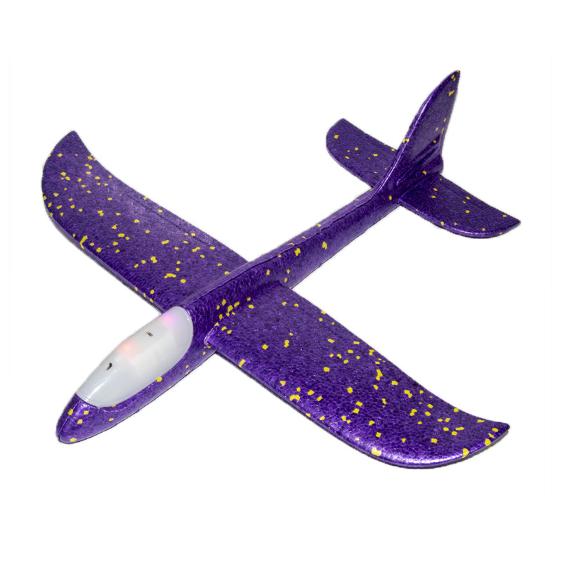 Avión de espuma de lanzamiento manual luminoso LED, planeador de maniobra acrobática, avión de espuma de juguete para niños, grande 48cm
