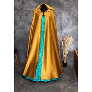 European and American-style Long Autumn and Winter Hooded Single-layer Cloak Medieval Halloween Cloak Role-playing Clothing Unisex