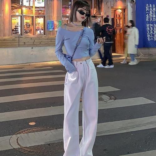 White Wide Leg Jeans for Women, Loose and Slimming, High-Waisted, Flowy, Floor-Length Straight Leg Pants, Early Autumn