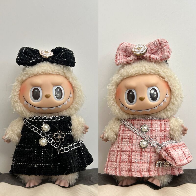 labubu一代可穿娃衣拉布布17cm公仔可爱换装休闲套装裙子衣服|undefined