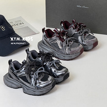 2025冬季新款儿童韩版复古双系带加绒轻便舒适老爹鞋