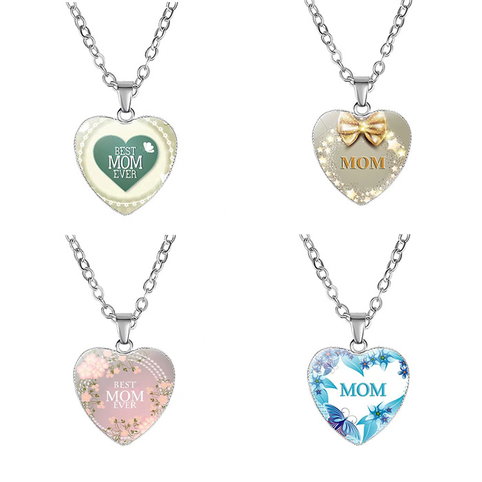 Joyas transfronterizas amor de mamá colgante en forma de corazón coreano simple regalo de vacaciones moda collar universal mujer image 1