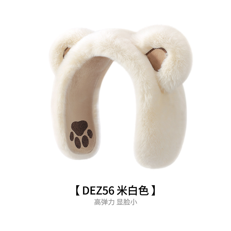 25秋冬用暖かい耳あて 女性用 可愛いネット人気漫画風クマ耳あて 防寒ふわふわ耳あて DEZ56