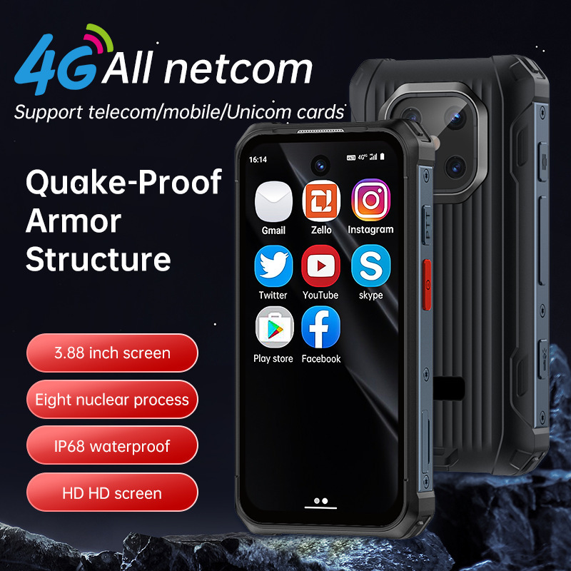 Mini Rugged Smartphone, Waterproof, Shockproof, Hd Screen, Outdoor Military-Grade Explosion-Proof Backup Phone, Source Factory Wholesale