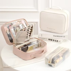 PU 新しい正方形のポータブル大容量化粧品バッグデスクトップ化粧品高度な収納袋ポータブルトラベルトイレタリーバッグ