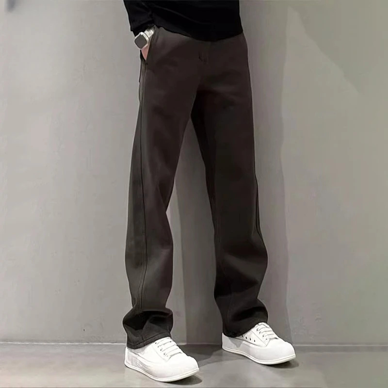高端潮男穿搭高街长裤秋冬潮流痞帅休闲裤简约百搭显瘦宽松直筒裤