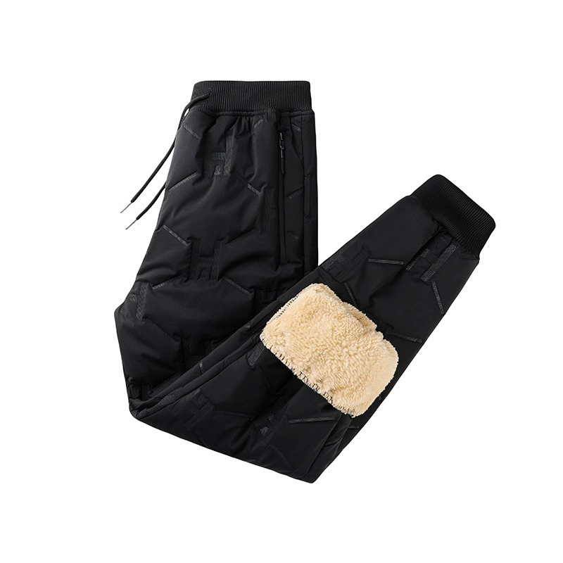 Мужские средние и старые хлопковые брюки зимний новый корейский стиль моды повседневная средняя талия прямой тип толстый кашемировые мужские брюки